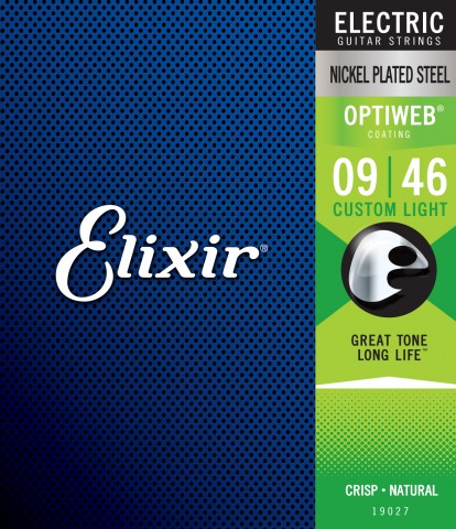  ELIXIR Electric Custom Light Nickel Plated Steel With Optiweb™ Coating .009 - .046 